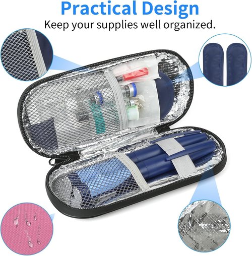 Insulin Pen Cooler Case by [Brand Name] - Travel-Friendly with 2 Reusable Ice Packs | Pink Insulated Bag for Diabetic Supplies