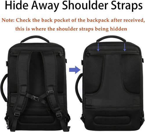 MATEIN Extra Large Carry-On Backpack - Expandable Travel Bag for Men & Women | Water-Resistant 40L, Black
