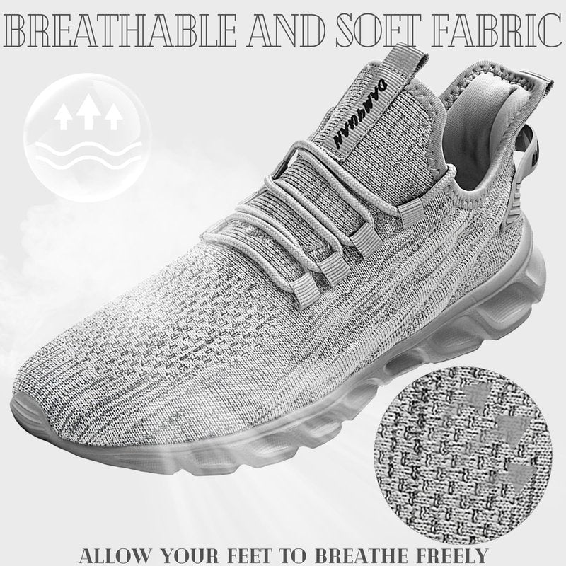 ZGPWZWL Running Shoes for Men Fashion Sneakers Tennis Gym Comfortable Walking Workout Casual Sports Shoes Men Gray Size 10