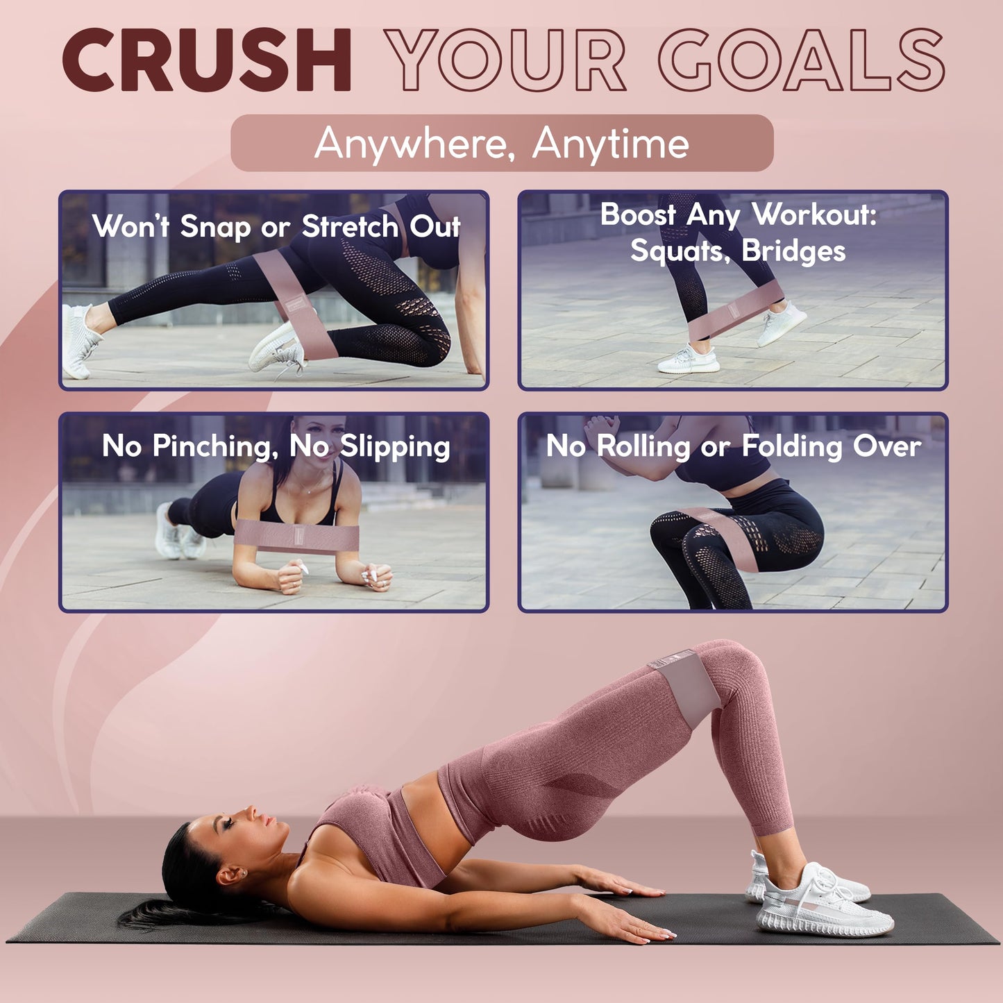 Premium Fabric Resistance Bands for Glutes & Legs – Set of 3 | Non-Slip, Elastic, Durable, Includes Travel Bag, Workout Guide & Digital Challenges