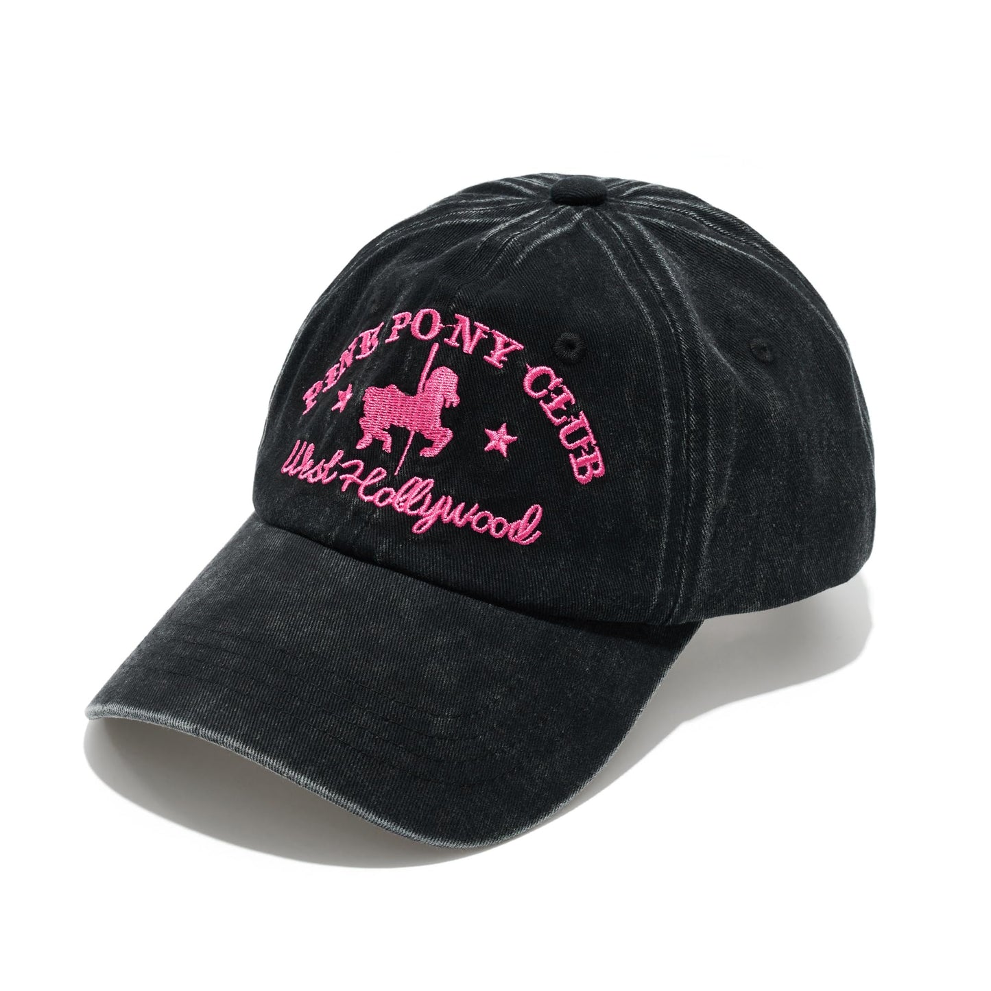 Pink Pony Club Embroidered Trucker Hat Women Baseball Cap Adjustable Cotton dad hat. (US, Numeric, 7 3/8, Black)