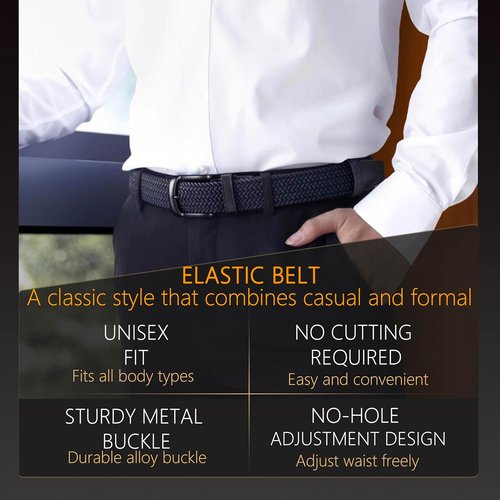 JIFANPAUL Elastic Braided Belt - Stretchable Adjustable Web Belt for Men & Women | Perfect for Work & Casual Wear