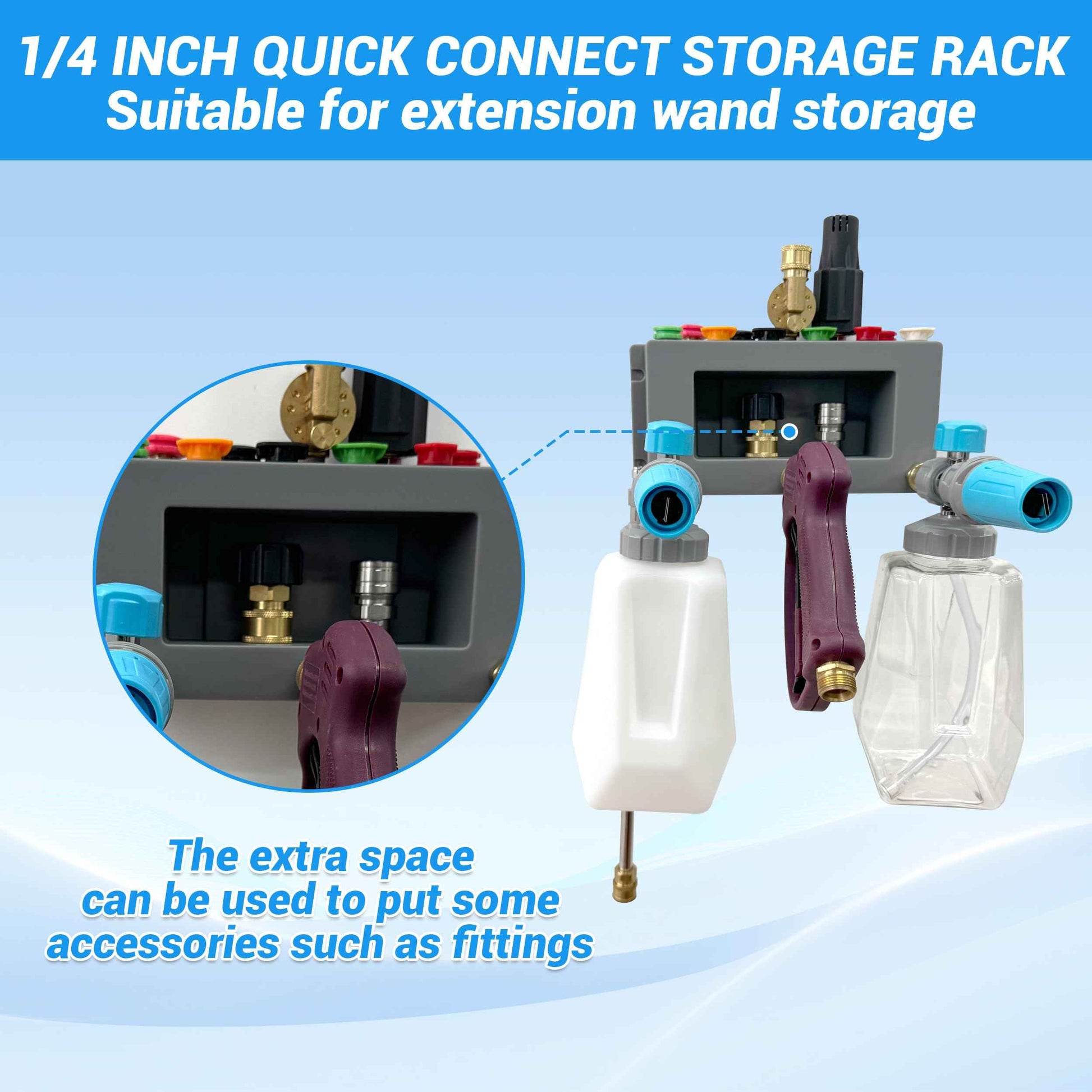 PWACCS Pressure Washer Gun Holder, Foam Cannon Holder, 1/4" Quick Connect Pressure Washer Nozzle Tip and Wand Holder, Foam Cannon Bucket Mount for Organize Power Washing Accessories