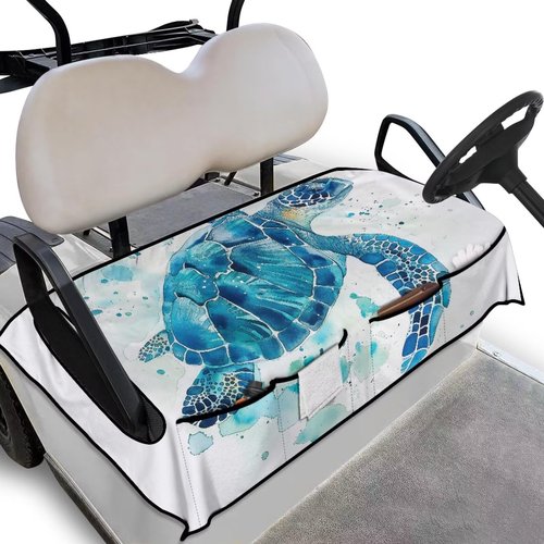 Yspwyqan Blue Sea Turtle Universal Seat Covers for Golf Cart Anti-Slip Easy to Install Protector Golf Cart Easy to Clean Portable Golfs Car Interior Covers Universal Fit EZGO Yamaha Club Car