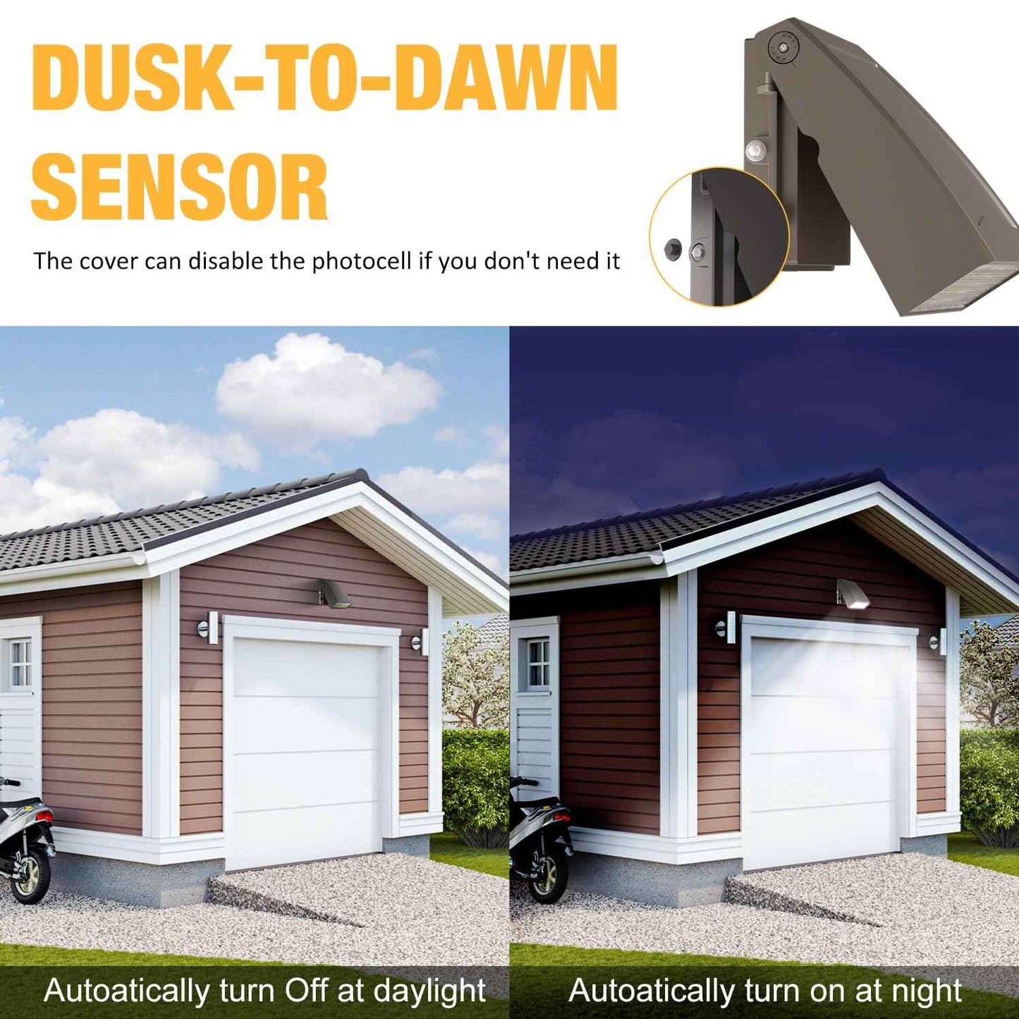 40W LED Wall Pack Light with Dusk to Dawn Photocell, 5600LM, 5000K Daylight, 100-277Vac 90° Adjustable Full Cut-Off Wall Pack, Waterproof Outdoor Security Lighting for Barn Warehouse, UL Listed,2 Pack