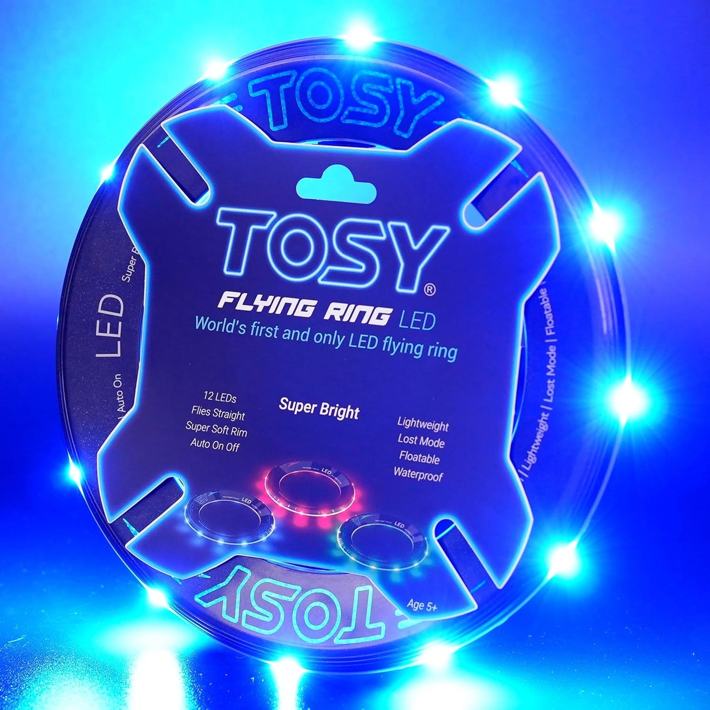 TOSY Flying Ring Bundle - 2 Pack in Blue & Green | Super Bright 12 LEDs for Fun Outdoor Play