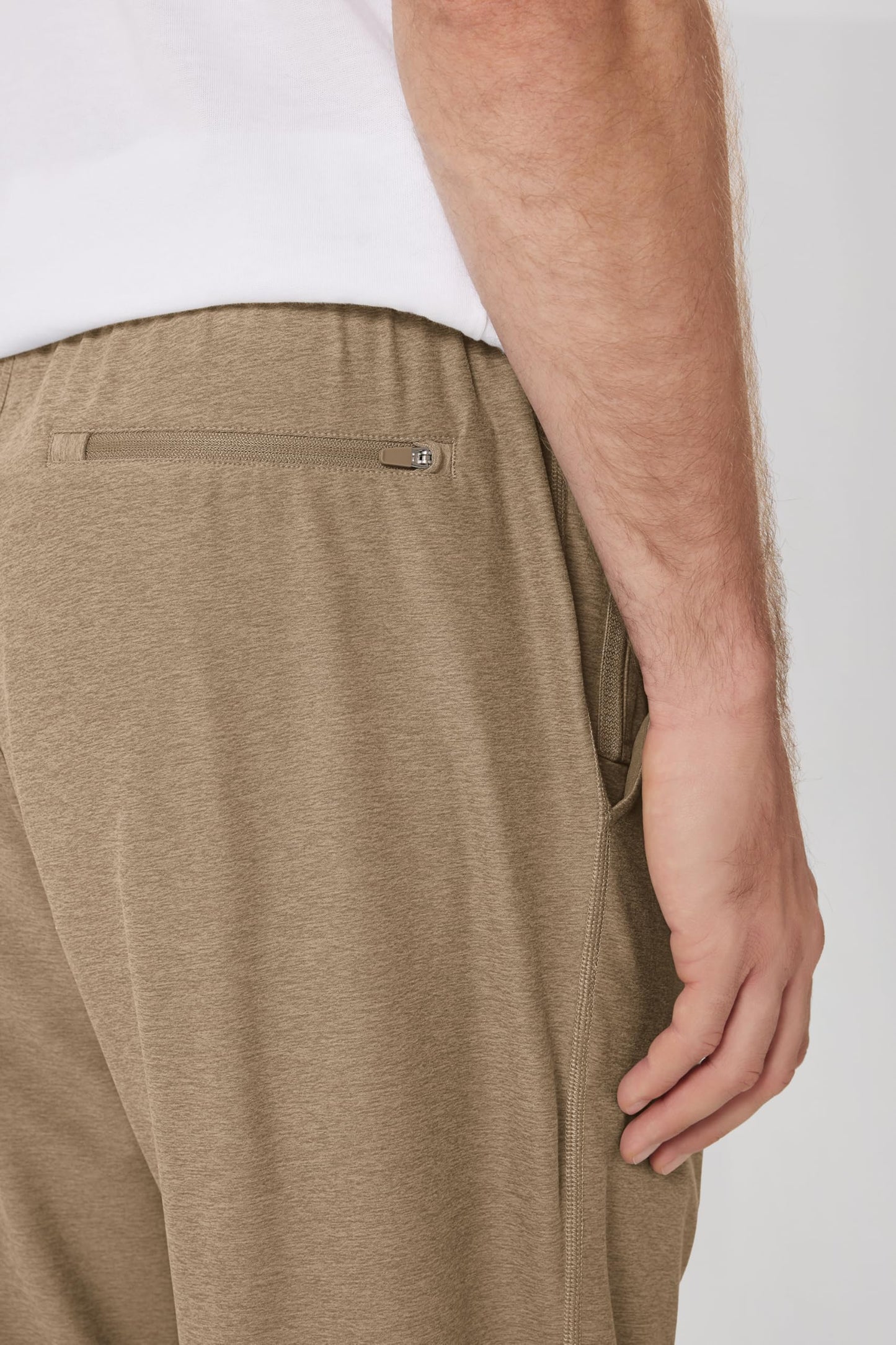 ODODOS Men's Performance Joggers - Ultra Soft odSTRATUM Tech Sweatpants with Adjustable Waist and Secure Pockets, Khaki Heather, Medium