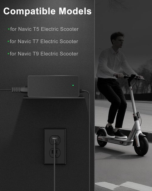 42V Replacement for Navic Electric Scooter Charger Compatible with NAVIC T5 T7 T9 36VDC 8.5" Solid Tires Electric Scooter