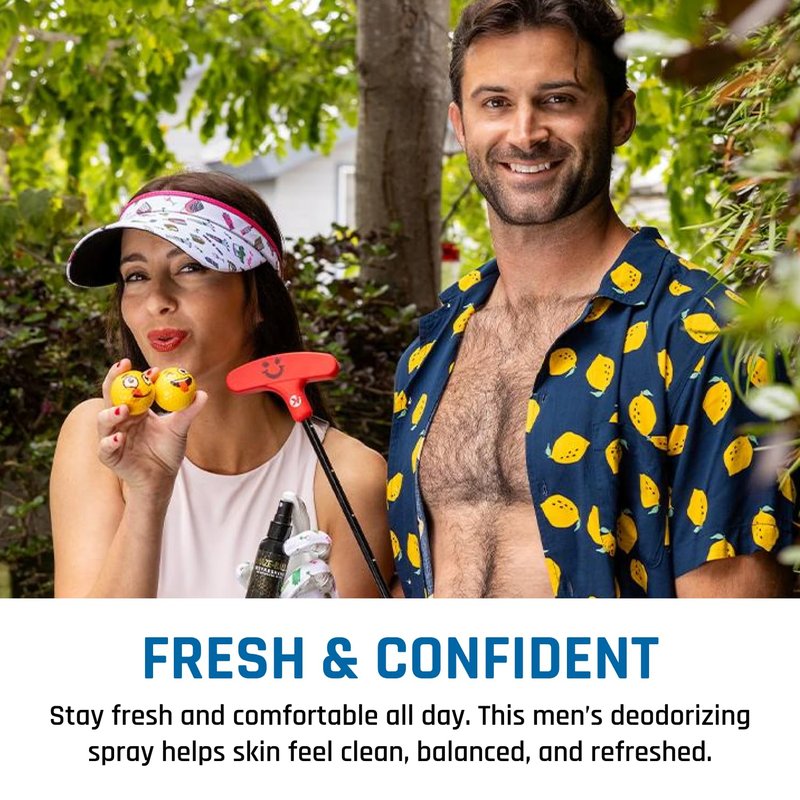 Derm Dude Amaze Ball Deodorant Spray for Men | Anti-Chafing Groin & Sack Spray with DeoPlex & Aloe Vera | Odor & Sweat Control for Private Parts | Strawberry Lollipop Scent, Talc-Free, 2oz