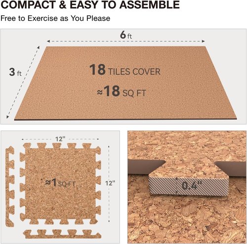 AIRHOP Gym Floor Mat - 18 High-Density EVA Foam Interlocking Tiles for Home Gym & Play Areas