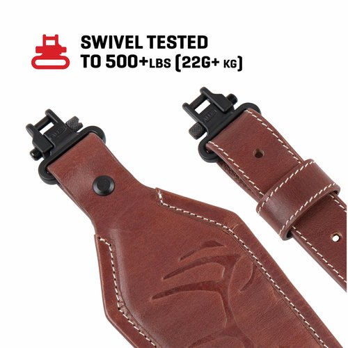 Allen Company Heritage Deer Deboss Leather Rifle Sling, Brown