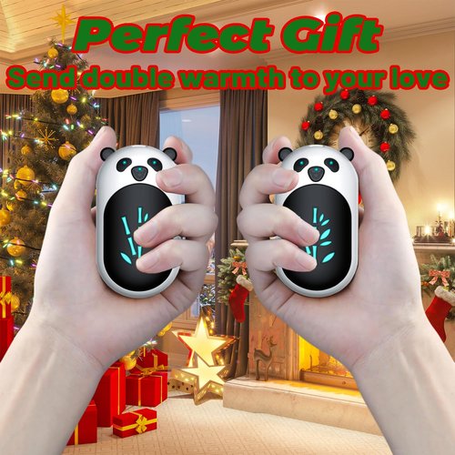 Hand Warmers Rechargeable 2 Pack,6000mAh Cute Panda Shaped Electric Hand Warmer,20Hrs Long Heating Reusable Hand Warmer,Portable Pocket USB Heater for Christmas,Outdoor,Hunting(Black/White)