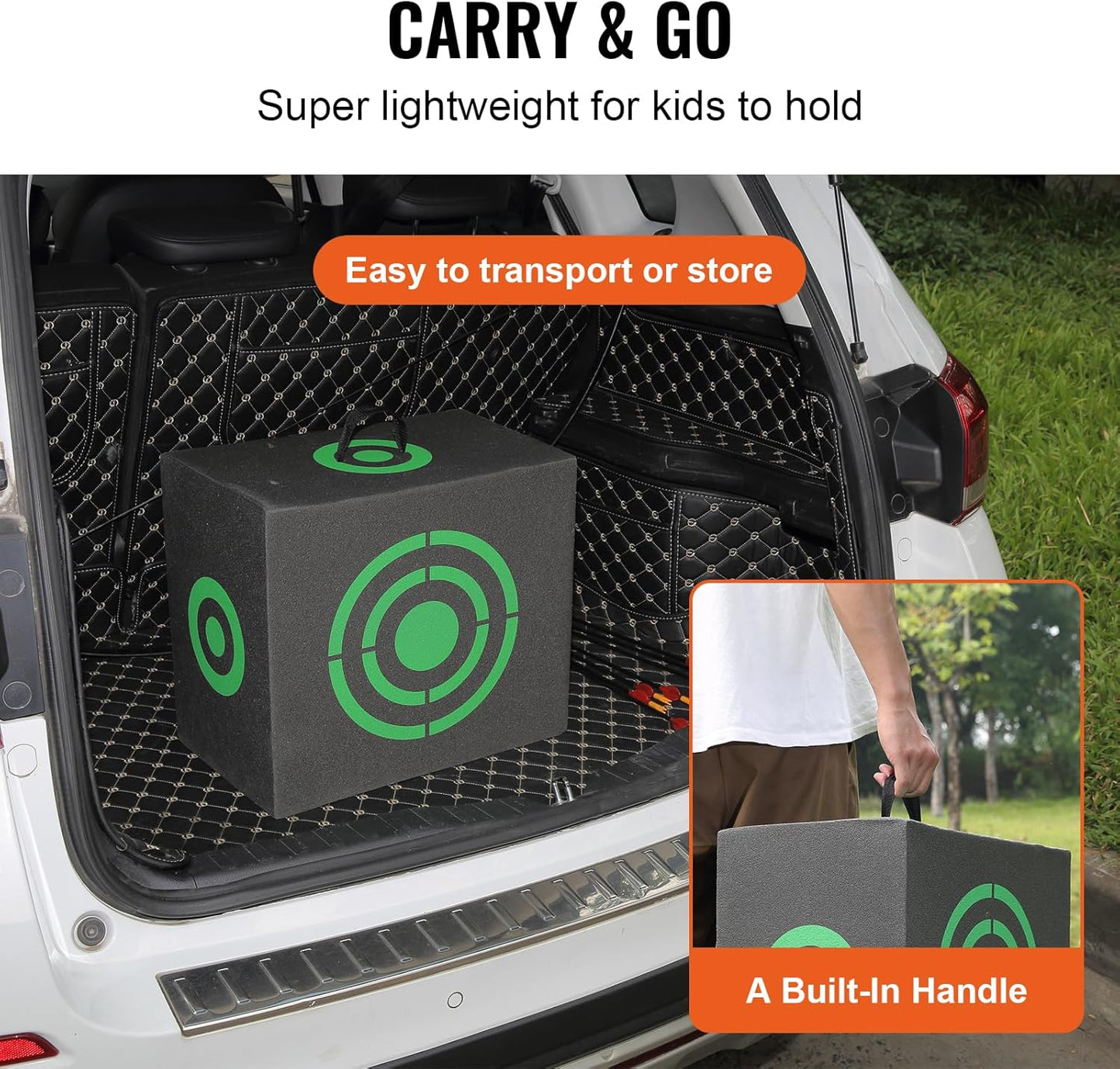 VEVOR Archery Target Block - 16"x18" Portable Bow Target with Carry Handle & Easy Arrow Removal | Lightweight & High Visibility