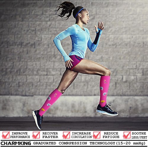 CHARMKING Compression Socks - 15-20 mmHg Support for Men & Women | 8 Pairs for Athletic Running & Cycling