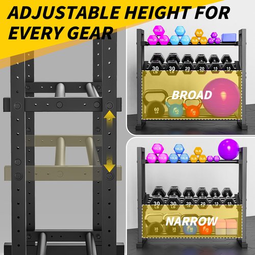 LarFaFa 3-Tier Adjustable Dumbbell Rack, Weight Rack for Home Gym Storage, Heavy Duty Weight Stand for Dumbbells, Kettlebells & Free Weights, Space-Saving Dumbbell Rack Stand Only(Up to 450LB Capacity)