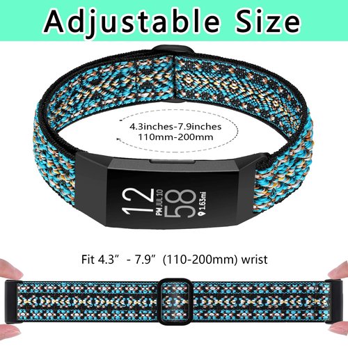 Attbbon Replacement Stretchy Nylon Wristbands for Fitbit Charge 4, 3, 3SE - Breathable, Adjustable, Lightweight