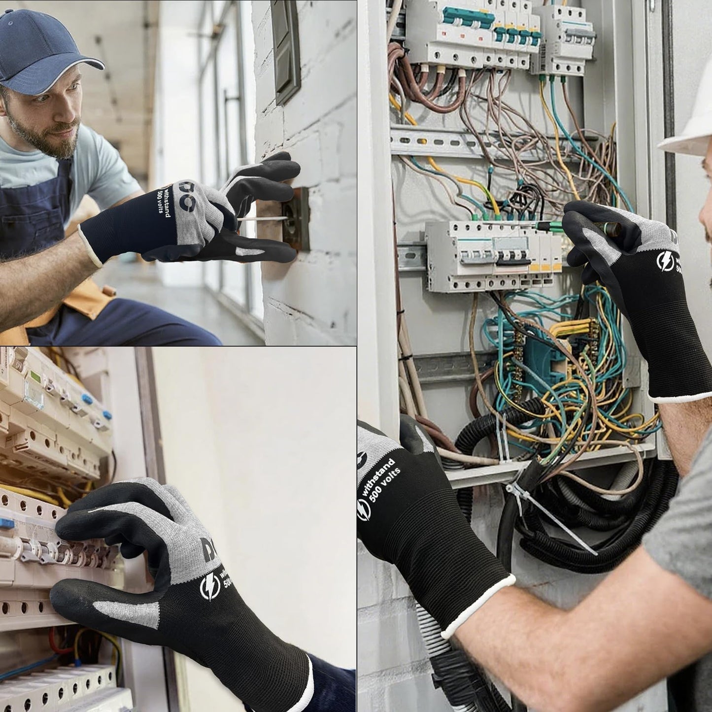 Insulated Electrician Gloves 500V Touch-Screen Voltage/Flame Retardant Work Gloves, Electrical Rubber Non-slip Texture Design for Electricians Prevent Shock