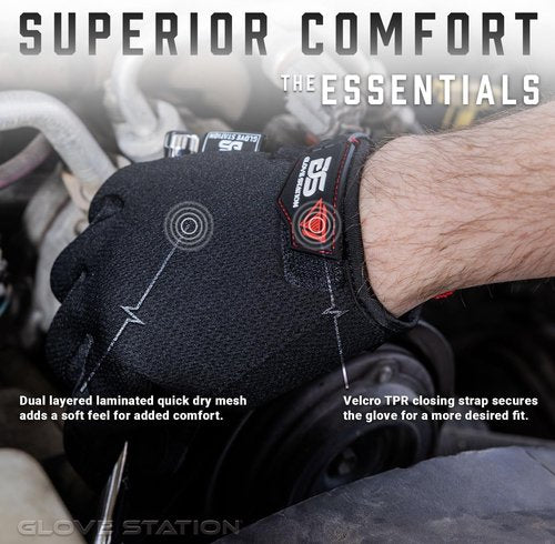 Glove Station Heavy Duty Mechanic Work Gloves for Men - Essential Series, Durable & Comfortable