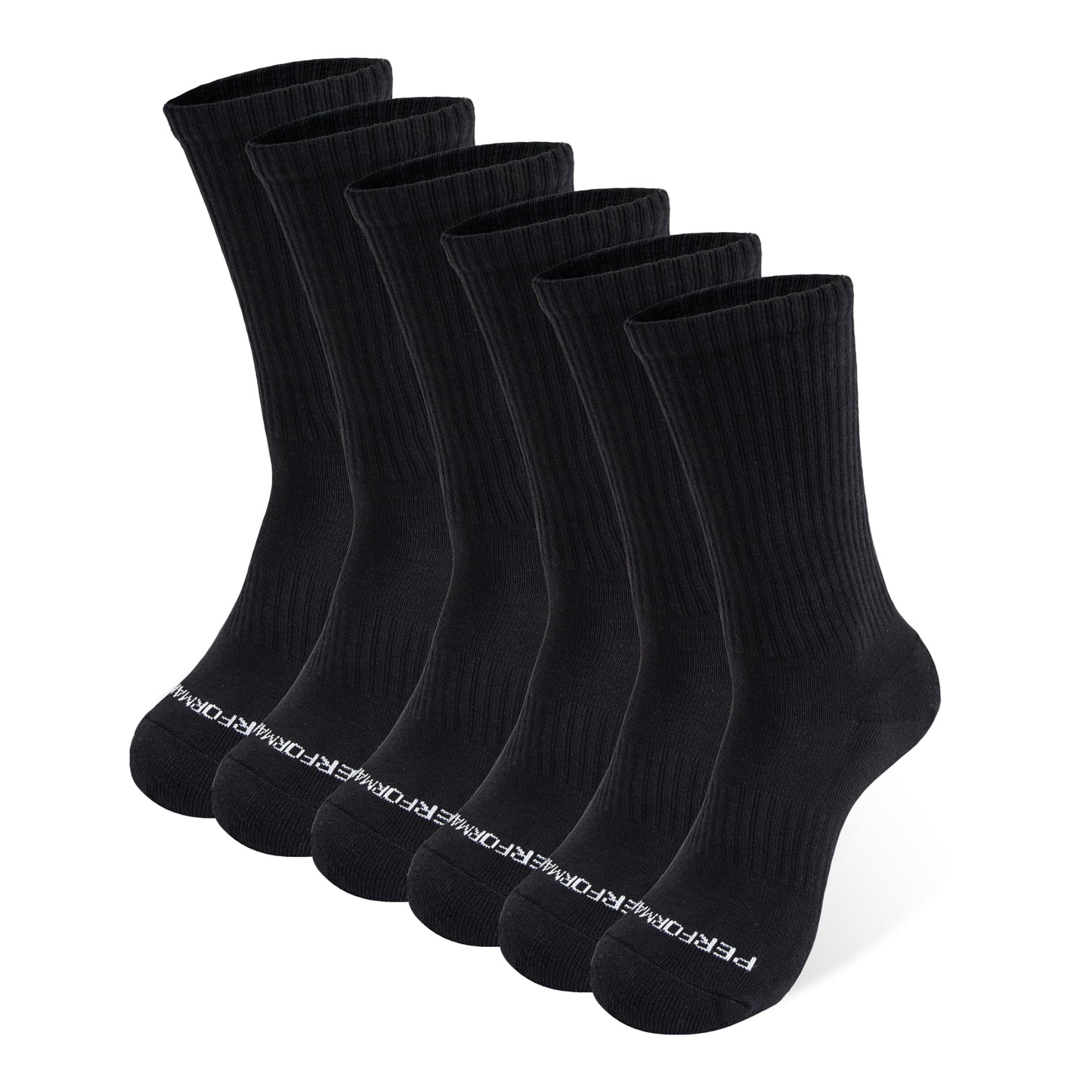CULTURE & NATURE Men's/Women's Athletic Performance Cushion Crew Socks Black Medium 6Pk