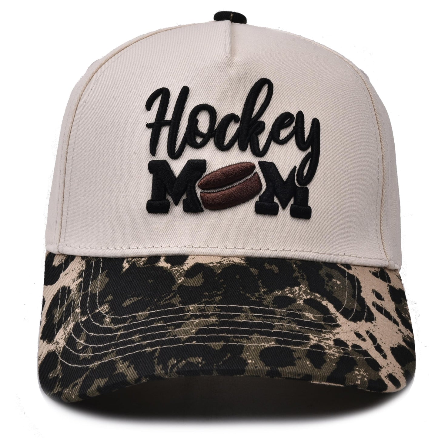 Hockey Mom Hat for Women, Mommy Mama Embroidered Adjustable Vintage Baseball Caps for Casual Wear Beige