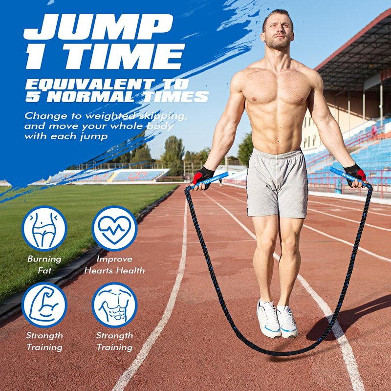 Ayombo Jump Rope, Home Gym Weighted Jump Rope, 1.5lb Heavy Jumprope for Men Women kids, Workout Equipment Accessories for Exercise,Improve Speed and Training Muscle, Full Body Exercise at Home