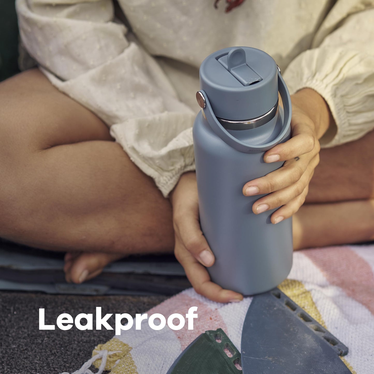 Hydro Flask Water Bottle - Insulated Stainless Steel - Wide Straw Lid, Non Spill, Leakproof in 40 Oz Tonal White