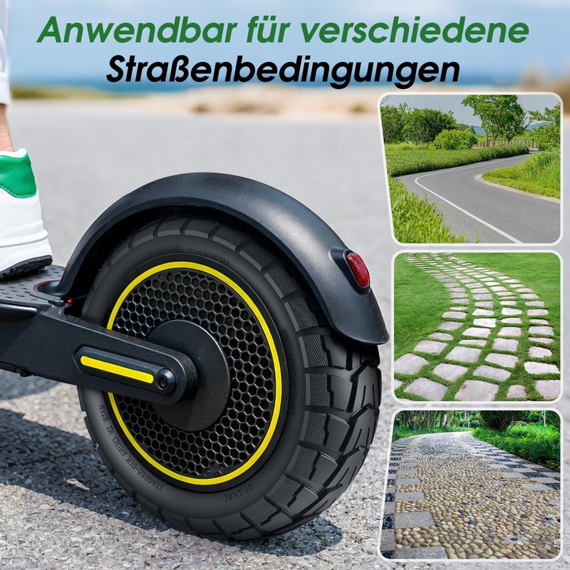 YINCL 10x2.75-6.5 Scooter Tire, 2pcs 70/65-6.5 Solid Off-road Scooter Tires Compatible with Hiboy Titan PRO, Emove Cruiser, Evercross H5,Dualtron 3,Speedway 5,Kugoo G-Booster G2 Pro