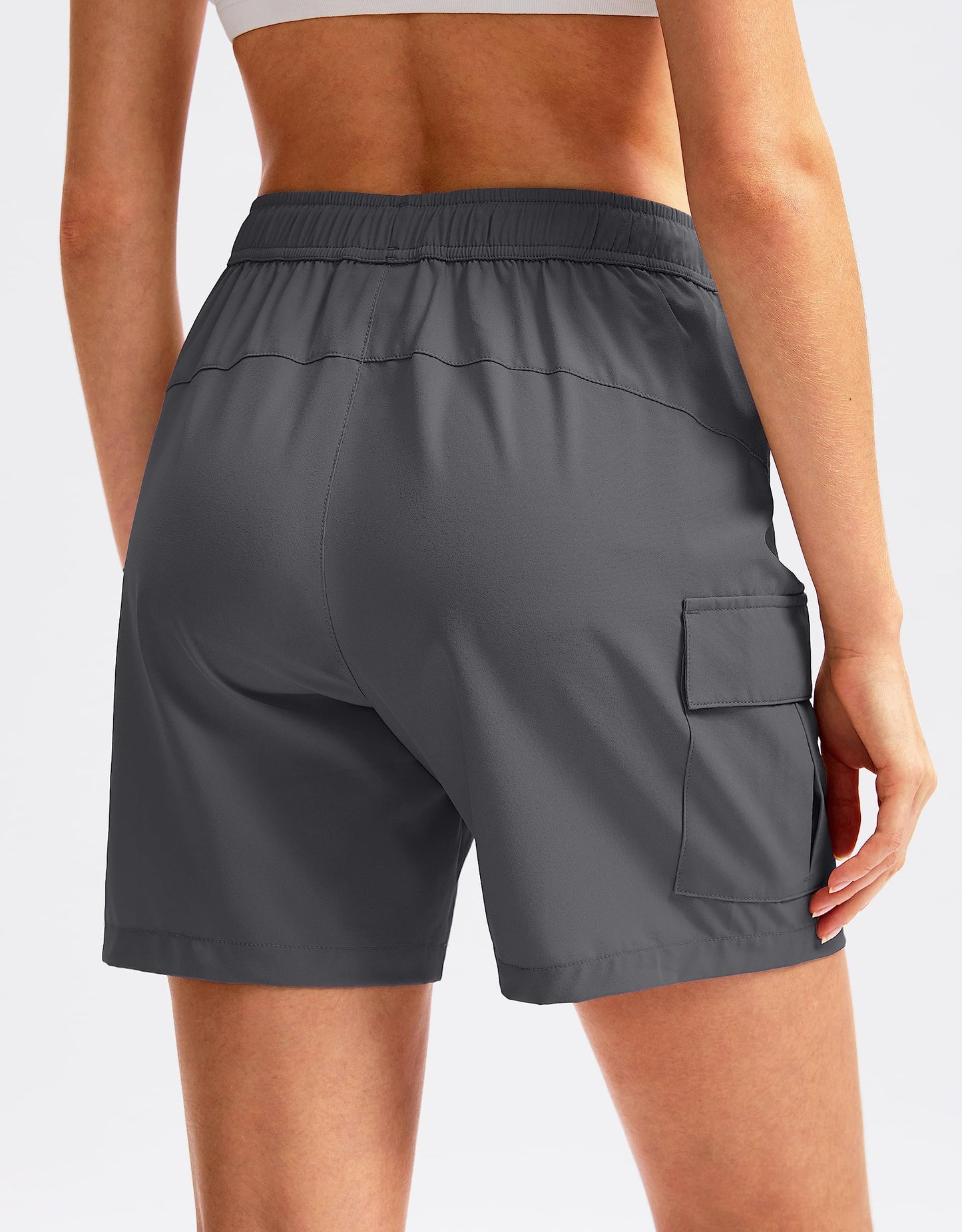 SANTINY Women's 5''/ 7''/9'' Hiking Cargo Shorts Quick Dry Lightweight Summer Shorts for Women Athletic Golf Zipper Pockets(Dark Grey_S)