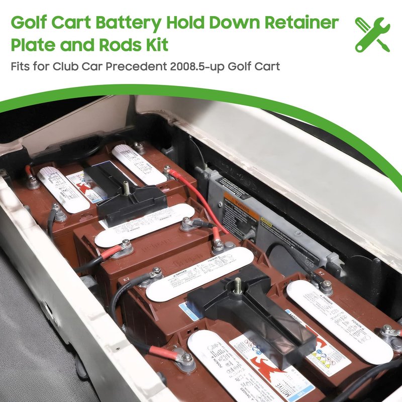 10L0L Golf Cart Battery Hold Down Rod Kit with Lock Nuts, 2 Pack S-Type Battery Tie Down Rods for Club Car Precedent Electric 2008.5-Up, Replaces OEM 103357701 103374801 1014555