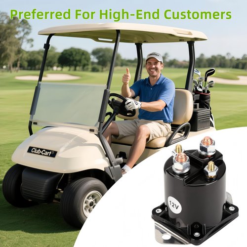 GENOUR Golf Cart Solenoid 12V - OEM# 1013609 1012275 Compatible with Club Car DS/Precedent/Carryall (1984-Up Gas) | Continuous Duty Solenoid Replacement for Club Car Parts & Golf Cart Repair