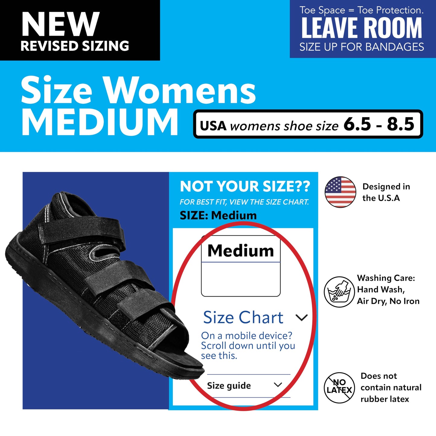 Brace On Post Op Shoe - Adjustable Orthopedic Walking Shoe for Women & Men - Square Open Toe Medical Foot Support for Post-Surgery, Broken Toe & Foot, Stress Fracture (Women, Medium, Size 6.5-8.5)