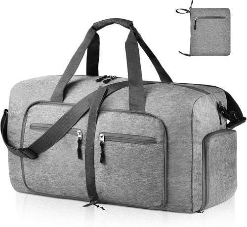 Dimayar 65L Travel Duffle Bag - Waterproof Foldable Duffel with Shoes Compartment | Gray