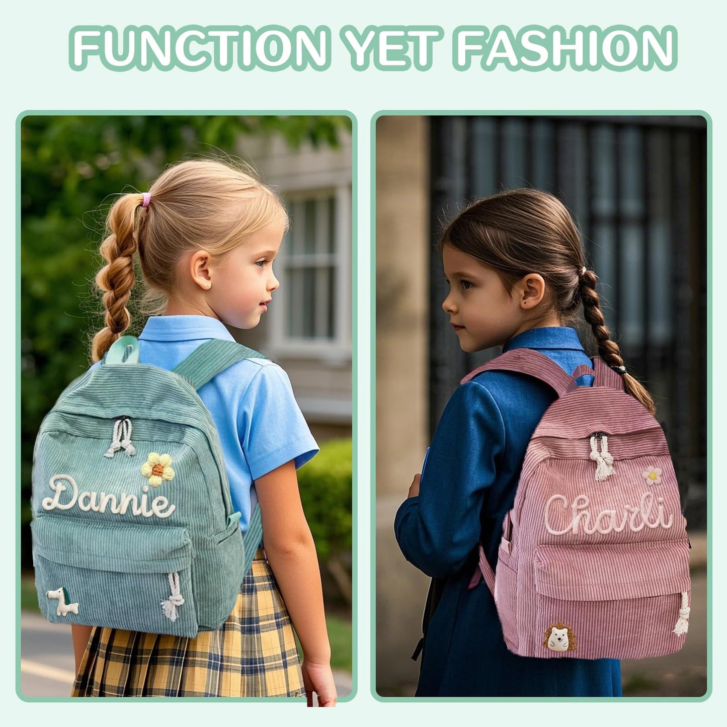 Personalized Backpack for Girls/Boy with Name, Custom Corduroy Backpack with Cotton Rope Woven, Dance/Gymnastics, Back to School Bag, Monogram Book Bag for Kids, Birthday/Christmas Gift, Children Gift