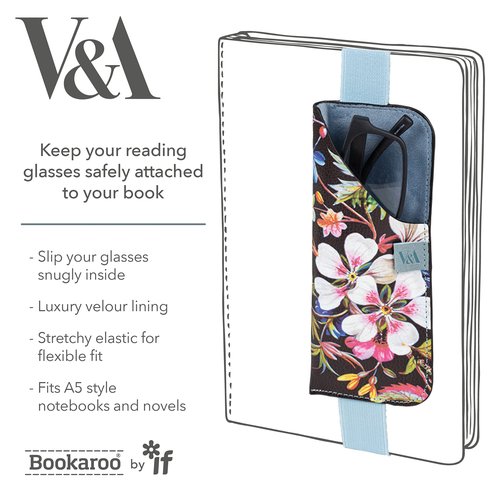 IF V & A Bookaroo Glasses Case Kilburn Black Floral