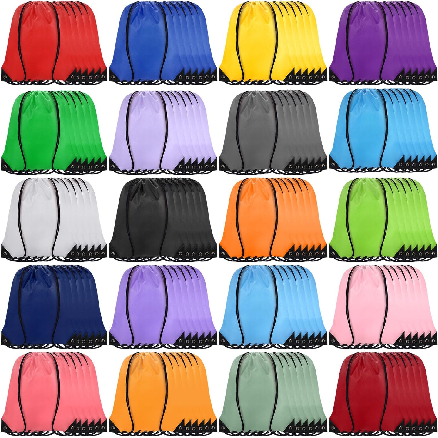 Grneric Drawstring Backpack Bulk 120 PCS, Drawstring Bags String Backpack Cinch Sack Gym Bags for Sport Trip Beach Swimming, 20 Color