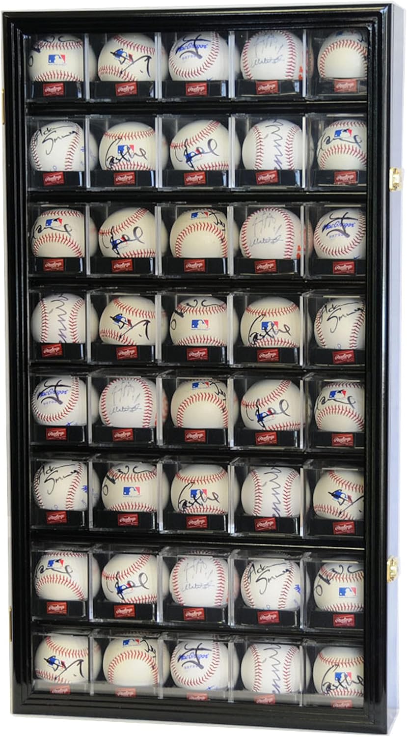 Skiennix Baseball Acrylic Display Case - 40 Cubes, Sleek Black Design for Optimal Visibility