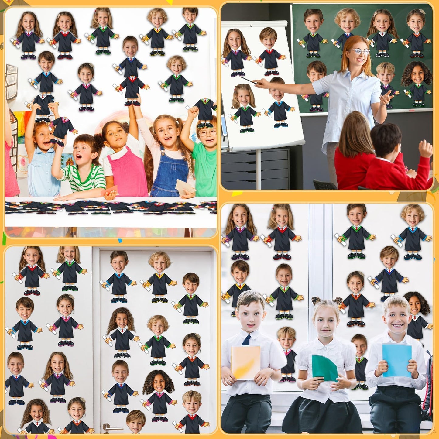 gisgfim 80Pcs Graduation Gown Cutouts Graduation Bulletin Board Decorations Large Graduates Grad Classroom Decor for Boy Girl DIY Craft Photo Wall Door 2026 Kindergarten Preschool Party Favor Supply