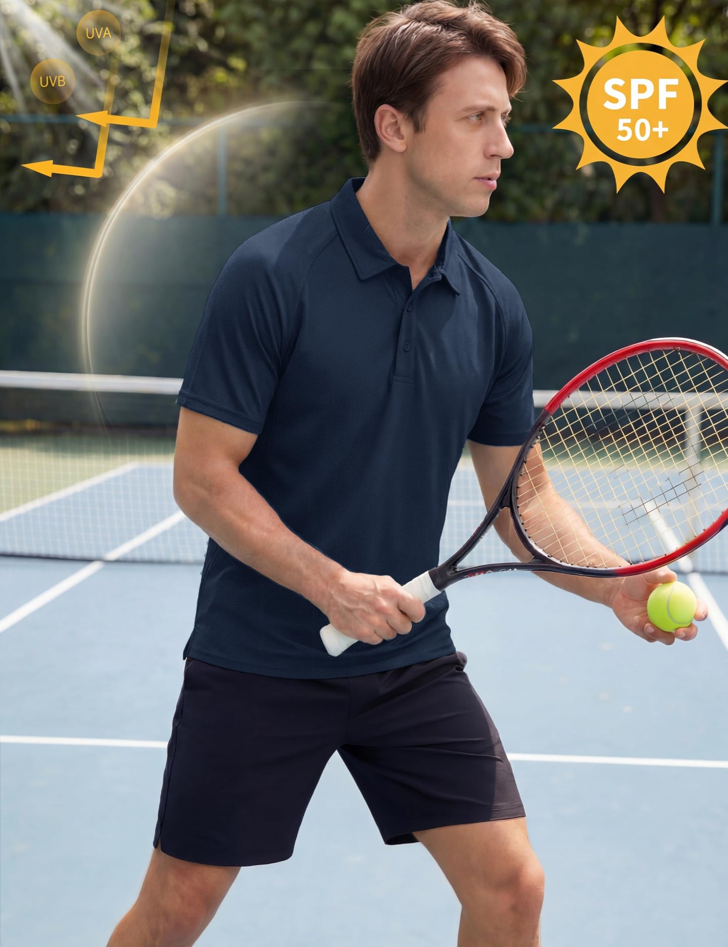 TACVASEN Polo Shirts for Men Short Sleeve Quick Dry UPF 50+ Collared shirt