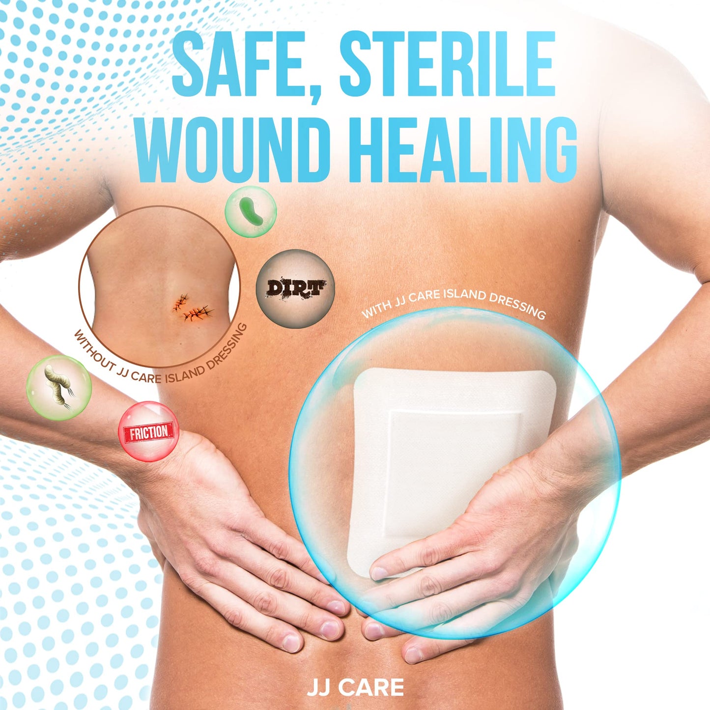 Adhesive Island Dressing [Pack of 25], 6x6 Sterile Bordered Gauze, Breathable Island Wound Dressing, Individually Wrapped Adhesive Gauze Bandages with Non-Stick Central Pad