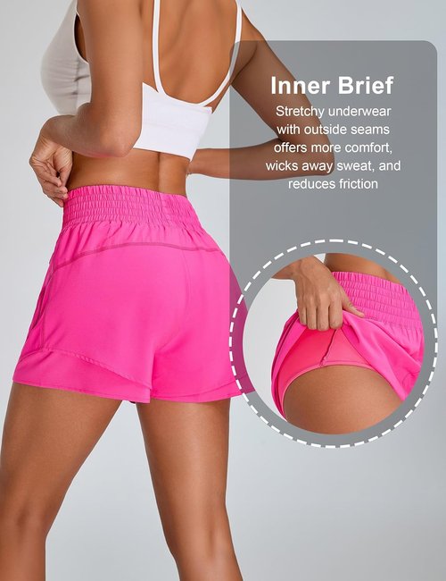 BMJL Women's Athletic Shorts - High Waisted 2.5" Running Shorts with Zipper Pocket | Sporty Gym Workout