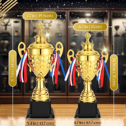 Flexzion Gold Trophy Award - Large Trophy Cup for Sports, Competitions & Celebrations | Perfect for Champions