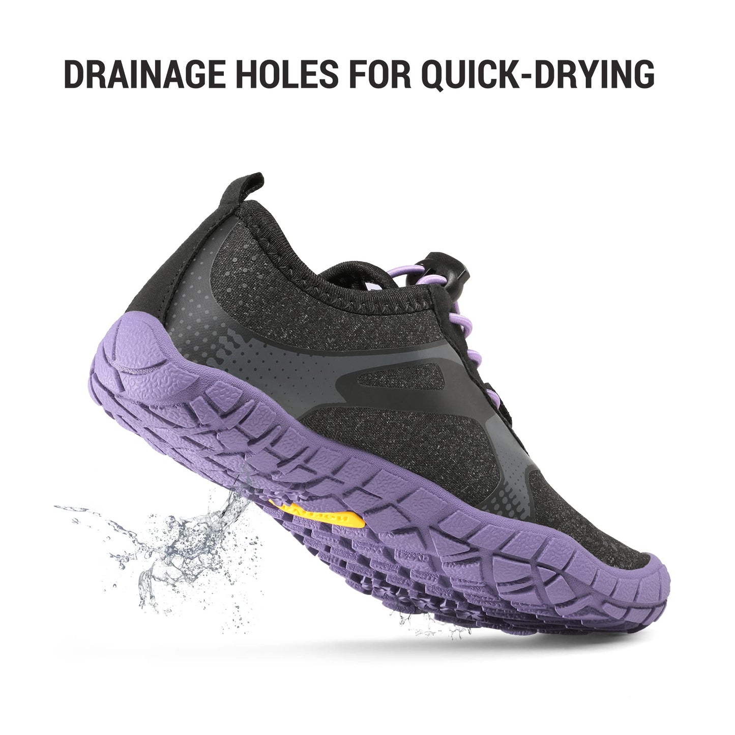 NORTIV 8 Kids Water Shoes, Lightweight Quick Dry Barefoot Athletic Aqua Sports Shoes for Boys & Girls, Outdoor, Summer (Toddler/Little Kid/Big Kid), Size 2 Little Kid,Black/Grey/Purple,Aqua-K1