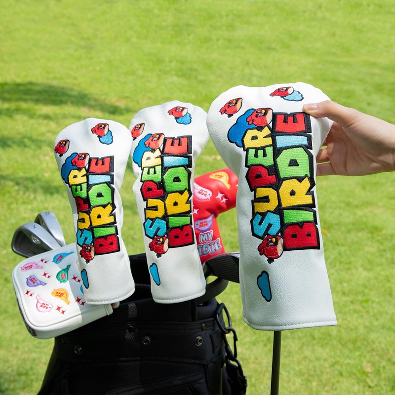 Golf Club Head Covers, Super Birdie Design Golf Driver Covers, Fairway Wood and Hybrid Head Covers with Interchangeable Tags, Premium PU Leather Golf Club Covers(Hybrid)