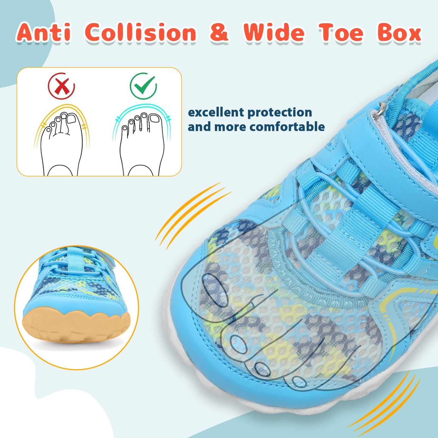 LeIsfIt Boys Girls Sandals Kids Wide Sandals Breathable Toddler Barefoot Summer Shoes Non-slip Water Shoes for Beach Swim Hiking, Blue, 12 Little Kid
