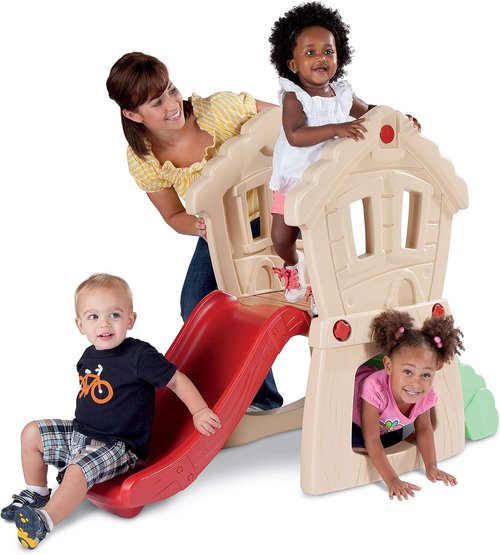 Little Tikes Hide and Seek Climber - Fun Outdoor Playset for Kids Ages 1-4 | Red, Cream, Green