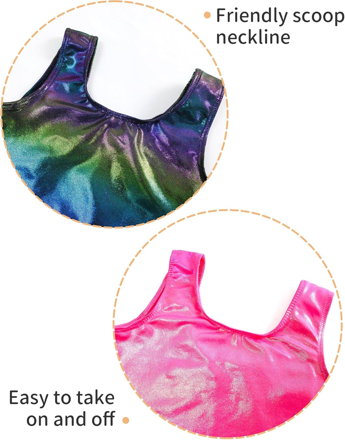 Skiennix Girls' Sparkly Gymnastics Leotard - Sleeveless Tumbling Unitard | 2-Pack, Comfortable Fit