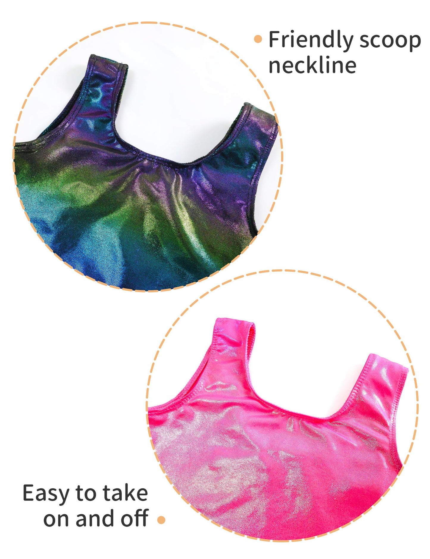 Nokecina Gymnastics Leotards for Girls 2 Pack Sleeveless Rainbow Color Unitard Size 2t 3t Rose Black One Piece Biketards
