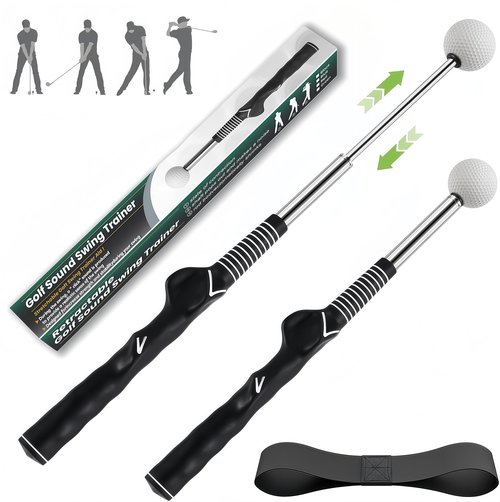 IEKEODI Retractable Golf Swing Trainer with Arm Band Click Stick Golf Trainer, Right-Handed Training Aid Chipping and Hitting,Portable for All Golfers Indoor/Outdoor Practice (Gifts for Golfers)