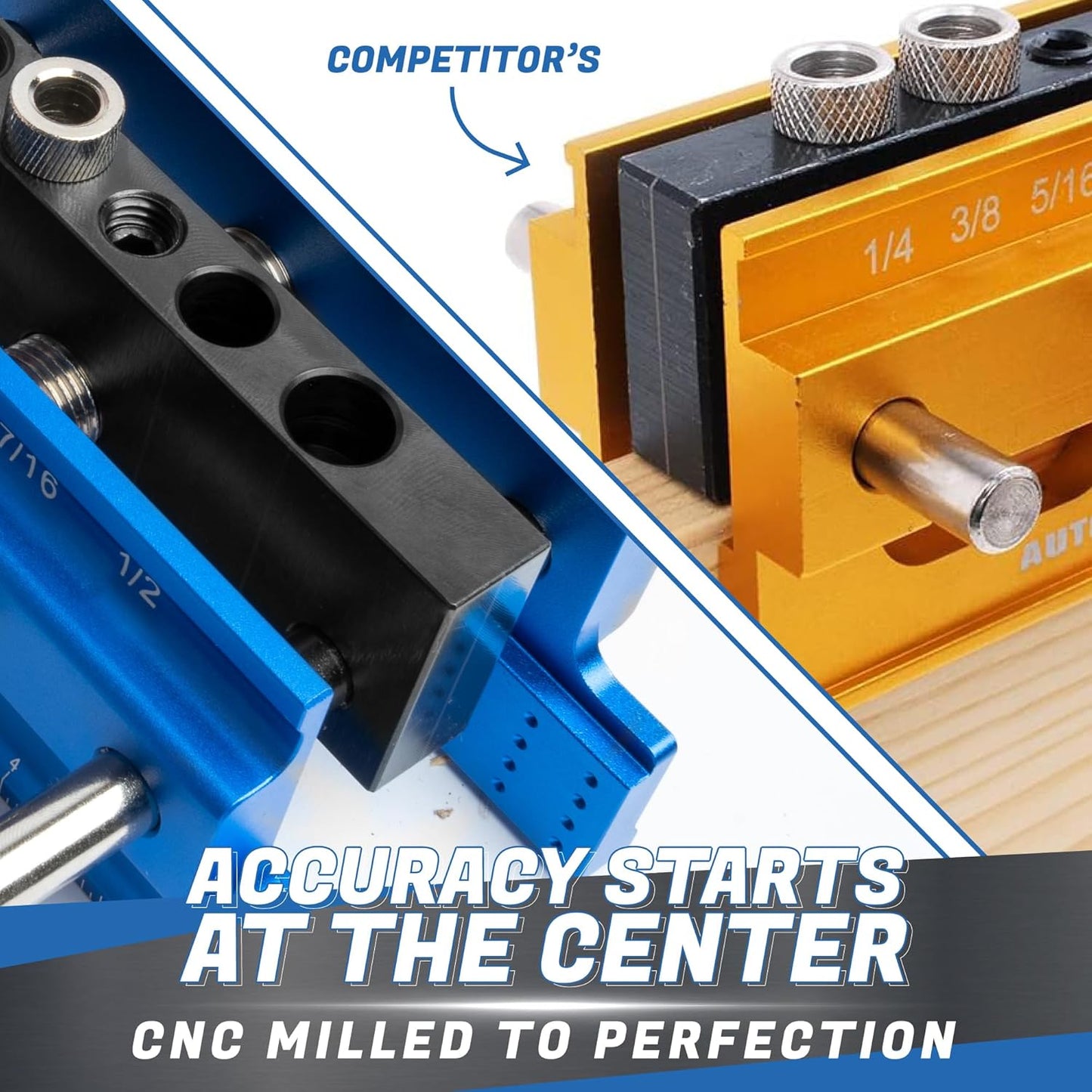 Self-Centering Dowel Jig with Elongated Jaws & Wide Clamp - Durable Aluminum Alloy Woodworking Tool