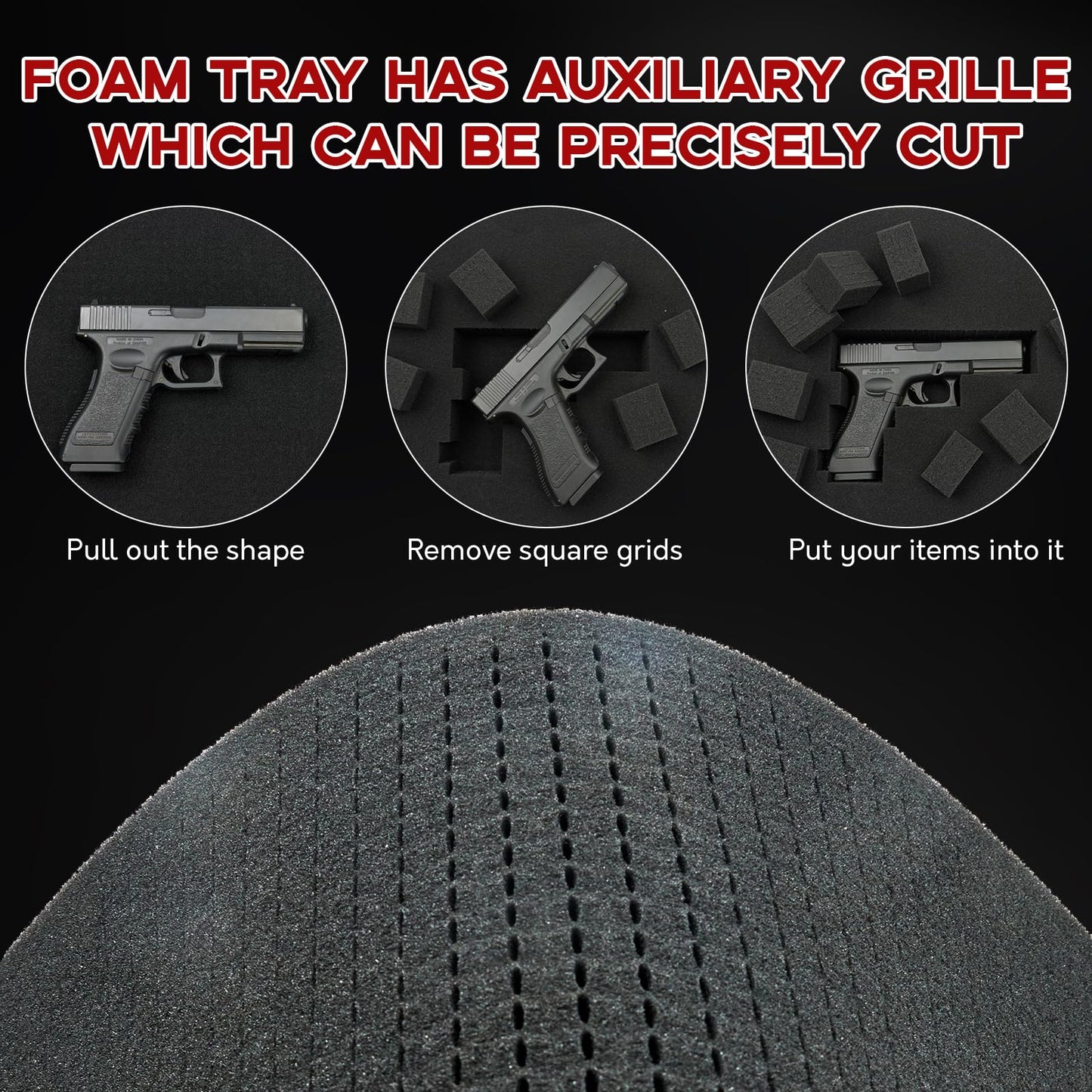PINGMIC 4 Pack Gun Case Foam inserts for Cases -16 x 12 x 2 Inch Pick and Pluck Foam Sheets - Pick Apart Insert Padding for Gun Case, Ideal for Storing Guns, Crafts, Cameras & More foam